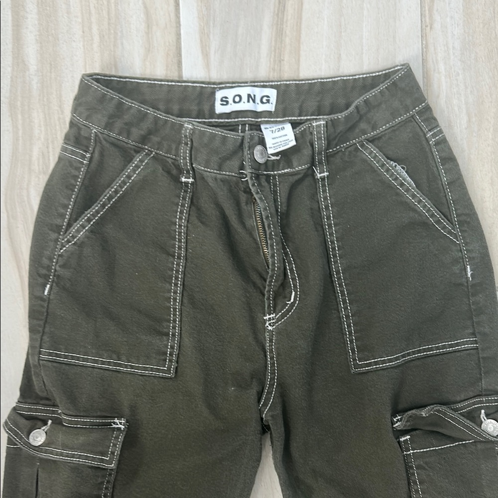 Green Cargo Pants Relaxed Fit